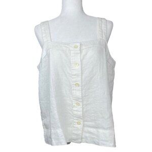 Everlane Women's NWT White The Linen Picnic Square Neckline Tank‎ Top 14/C40